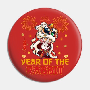Chinese New Year Dabbing Rabbit Fireworks New Year Eve 2023 Pin