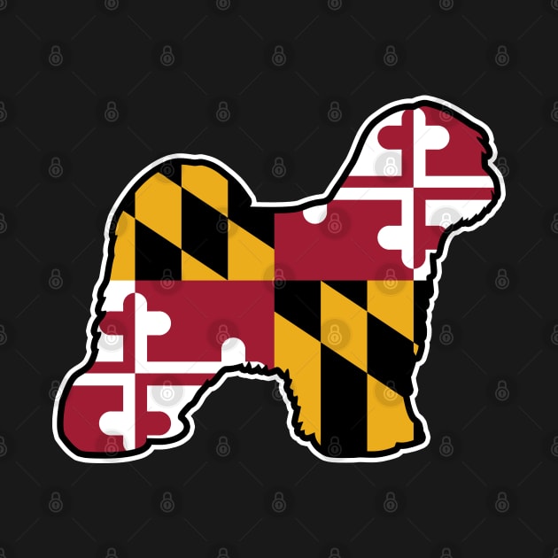 Tibetan Terrier Silhouette with Maryland Flag by Coffee Squirrel