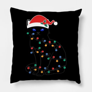 Black Cat Christmas Light Pillow