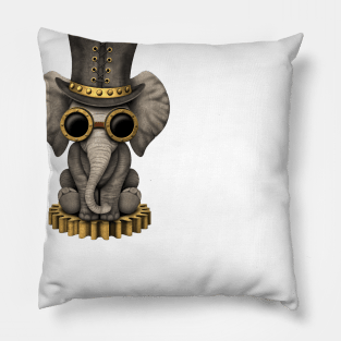Steampunk Baby Elephant Cub Pillow