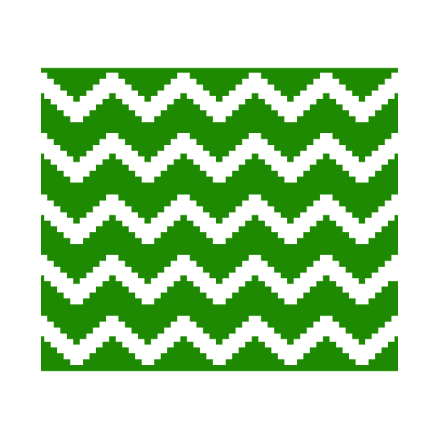 Zigzag geometric pattern - green and white. by kerens