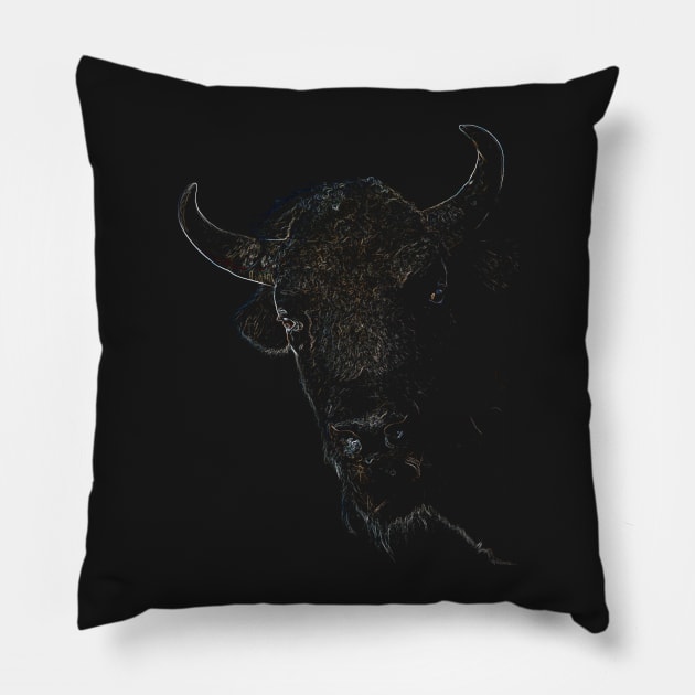 american bison, bison t-shirt Pillow by hottehue