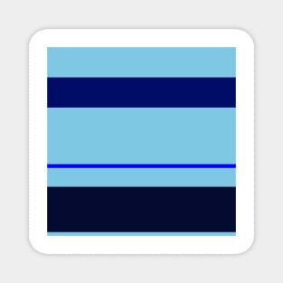 A gorgeous consistency of Sky Blue, Primary Blue, Dark Imperial Blue and Dark Navy stripes. Magnet