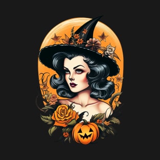 Halloween Pin Up Girl Witch T-Shirt