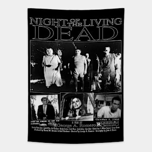 Night of the Living Dead - Black and White Horror Classic Spooky Film Poster Tapestry