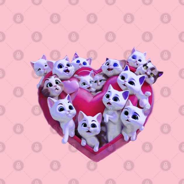 Basketful of super cute kittens laughing in a heart shaped basket by sailorsam1805