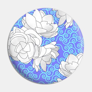 Sampaguita Flowers with Cyan Spirals on Blue Violet Pin