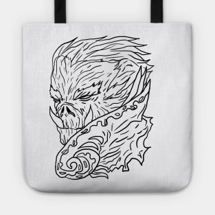 Scary Werewolf Monster Horror Black Lineart Tote