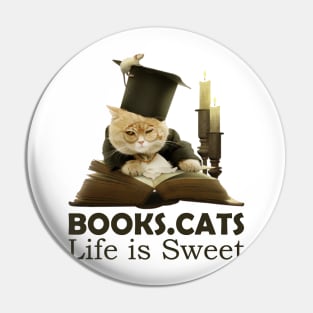 Books. Cats Life is Sweet Pin