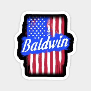 American Flag Baldwin Family Gift For Men Women, Surname Last Name Magnet