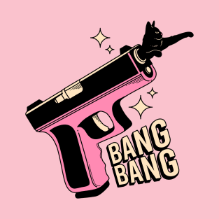 Bang Bang Black Cat in pink T-Shirt