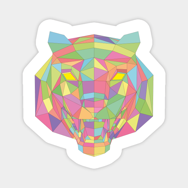 Multicolored Low Poly Tiger Head, mosaic tiger (art2) Magnet by 3DVictory