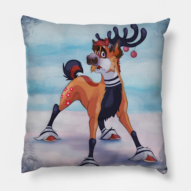 Christmas Reindeer! Pillow by HalfGoldTiger