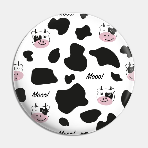 Cute cow Moo face black white Pin by GULSENGUNEL