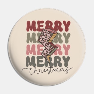 Merry Christmas Retro Design Pin