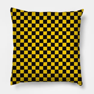 Wonky Checkerboard, Black and Yellow Pillow