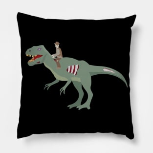 Halloween Zombie Paleontologist riding Zombie Dinosaur Pillow