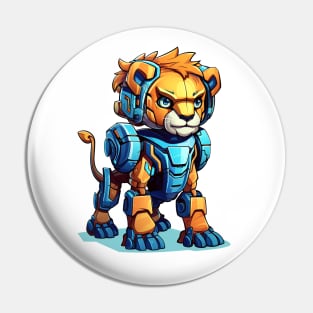 Cartoon lion robots. T-Shirt, Sticker. Pin