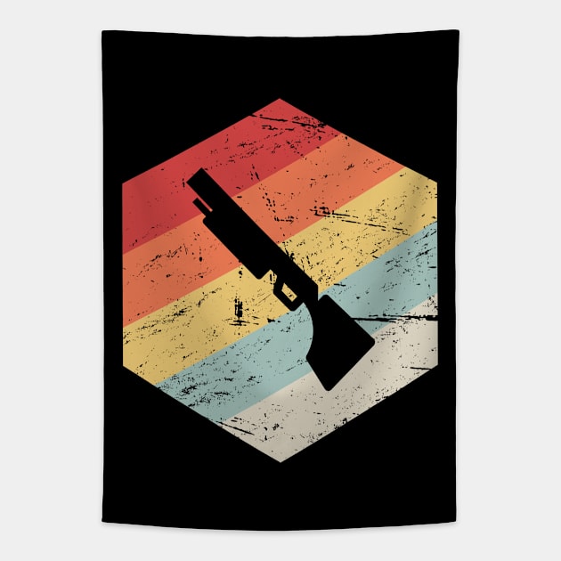 Retro 70s Shotgun Icon | Skeet Shooting Tapestry by Wizardmode