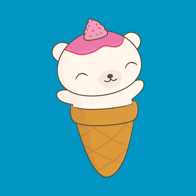 Polar Bear Ice Cream Cone T-Shirt by happinessinatee