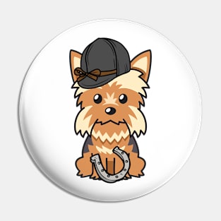 Funny yorkshire terrier dog is ready for horse riding Pin