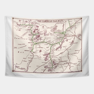 Vintage Cambrian Railways Map Tapestry