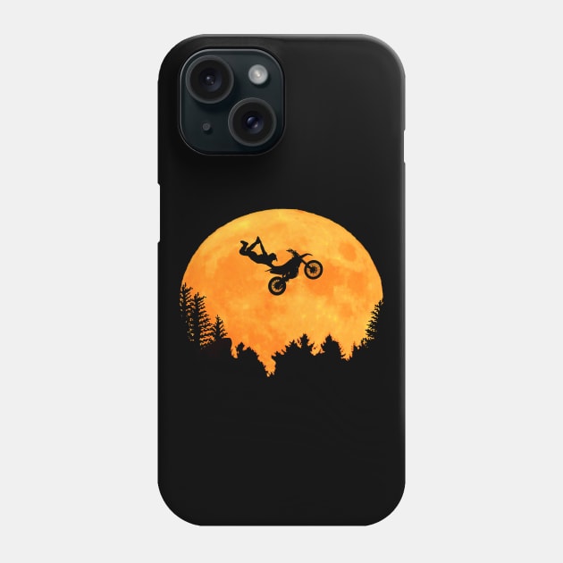 Motocross motorcycle with moon dirt bike racing at night Phone Case by BurunduXX-Factory