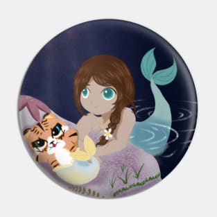 Mermaid and tiger flounder Pin