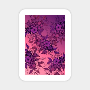 Pink and Purple Flowers Pattern Magnet