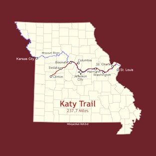 Route Map Design, The Katy Trail T-Shirt