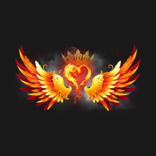 Heart With a crown in Flaming Wings T-Shirt