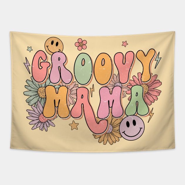 Groovy Mama Retro 70s Funky Hippie Mothers Day Tapestry by Lavender Celeste