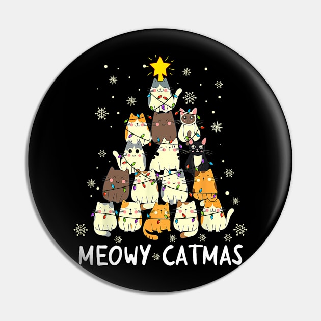 Meowy Cat Christmas Tree Xmas Funny Santa Pin by nadenescarpellos