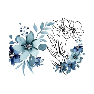 Blue Floral Summer Pillow T-Shirt