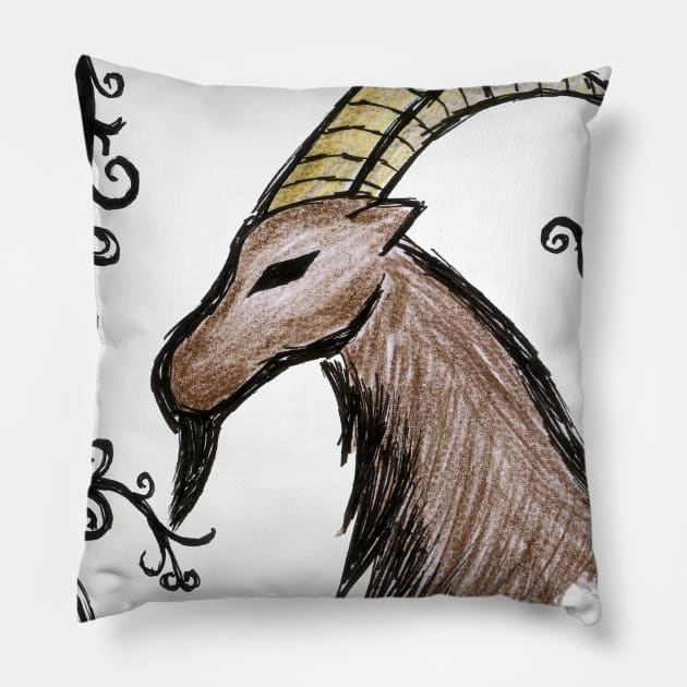 Zodiac Capricon Pillow by BalumbaArt