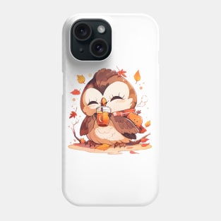 Autumn Owl with Pumpkin Drink Phone Case