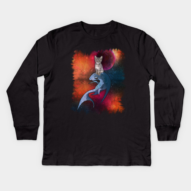 Cat Riding Shark Cat In Space Shirt Cat Lover Shirts Kitten In
