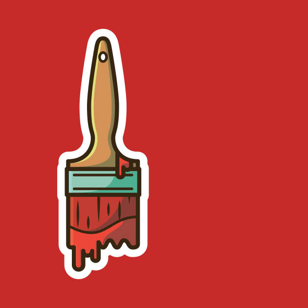 Paint Brush Sticker design vector illustration. Painting working tool equipment icon concept. Paint Brush sticker vector design with shadow. by AlviStudio