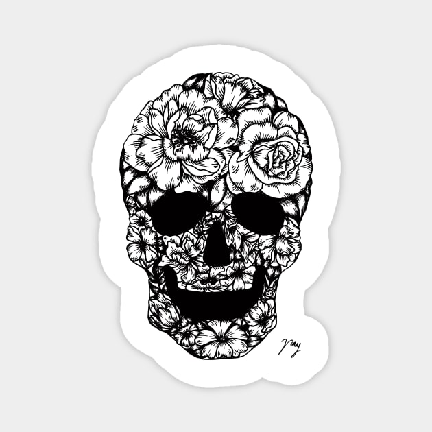 Floral Skull Magnet by Akbaly