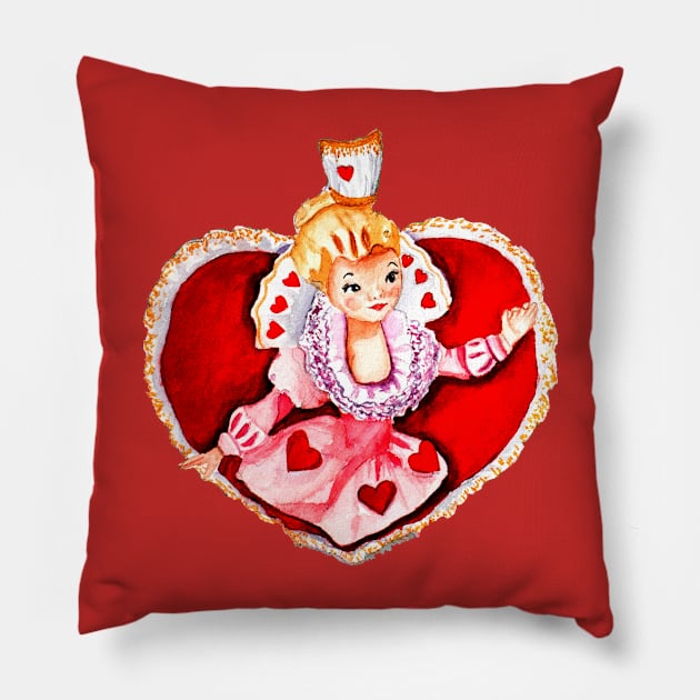 Playin with the queen of hearts Pillow by Kellykubellyboo