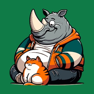 Rhino petting cat T-Shirt