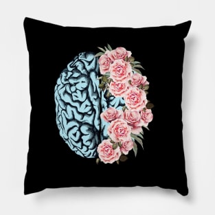 Blue Brain and pink roses, Positivity, Health, Mental, Depression, Anxiety, Mental Iliness, Matters Awareness, Mental Health Support,Health Matters,Gifts Pillow