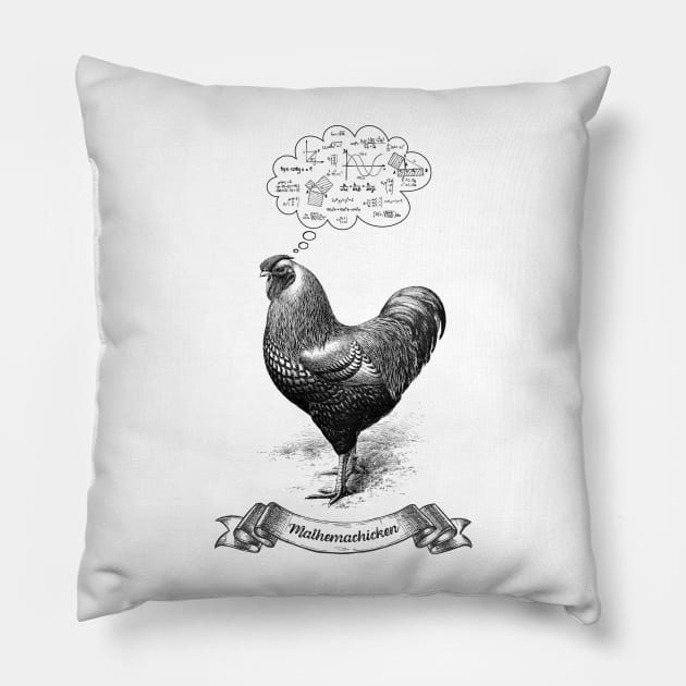 Mathemachicken Funny Math Chicken Pun Pillow by k8company