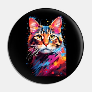 Tie Dye Cat in Colors Pin