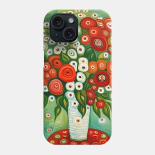 Cute Abstract Flowers in a White Vase Still Life Painting Phone Case