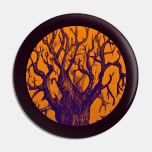 Baobab Tree In The Mist - Orange and Violet Sketch Drawing Pin