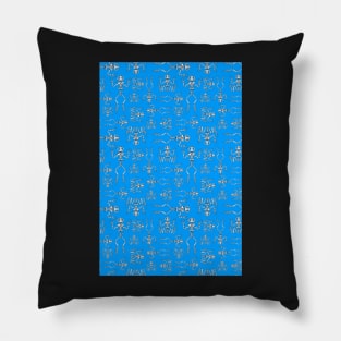 frog skeletons on blue Pillow