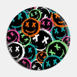 Grunge Smiley Faces Vintage Graffiti Street Art Smiles Pin