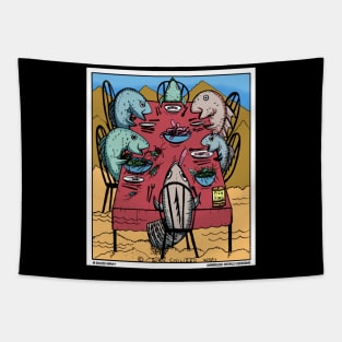 Fish Having Dinner Funny Fishing Novelty Gift Tapestry