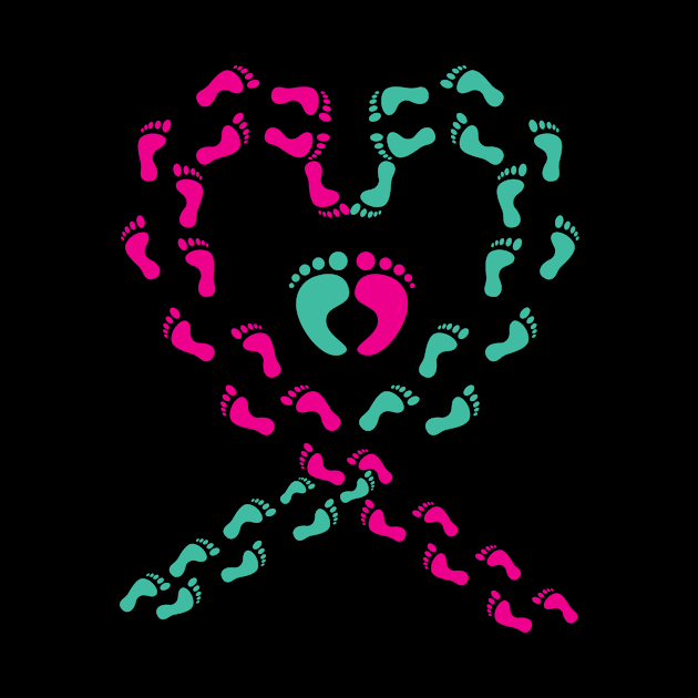 CANCER RIBBON FOOTPRINT by Diannas